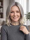 Glamvigor Hybrillia Blend Human Hair Pretty ombre blonde Wavy Bob Lace Part Wig GLP017