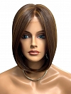 Stunning Medium Brown With Ginger Red Highlights medium bob haircut Synthetic Mono TOP Wig GMT005