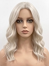 Glamvigor Hybrillia Blend Human Hair Platinum blonde beach wavy with side bangs Lace Part Wig GLP048