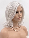 Glamvigor Hybrillia Blend Human Hair Iced Oyster Gray mid-length with light waves Lace Part Wig GLP046
