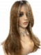 Light Red Brown Gold Blonde Highlights straight long layered   Synthetic Lace Part Wig GLP045