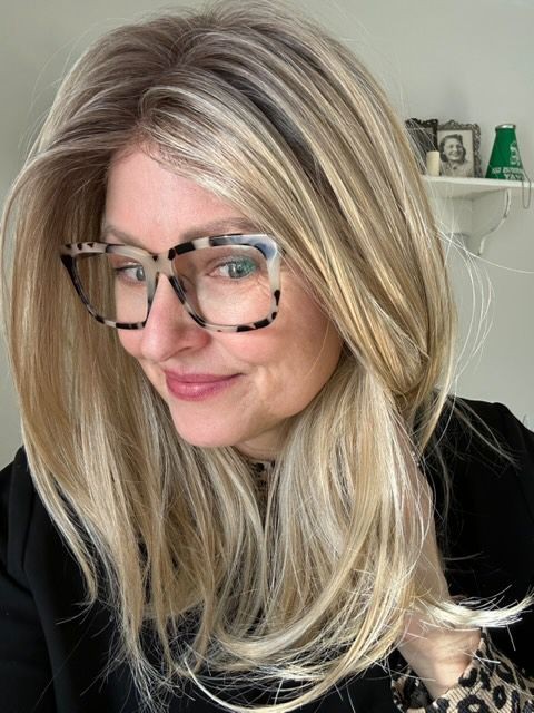 Glamvigor Hybrillia Blend Human Hair Pretty Blonde Ombre Medium layered Straight Lace Part Wig GLP007