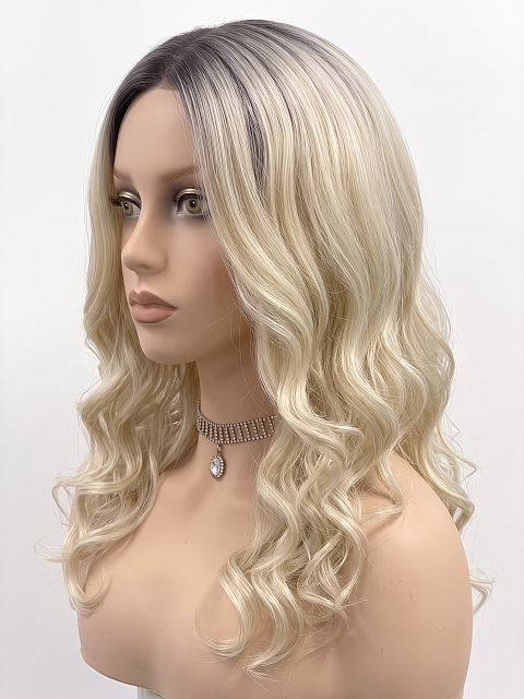 Glamvigor Hybrillia Blend Human Hair Perfect light  Blonde ombre  long, soft, undulating wavy  Lace Part Wig GLP051