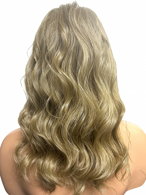Natural Ash Brown waved Synthetic Lace Part Wig GLP010