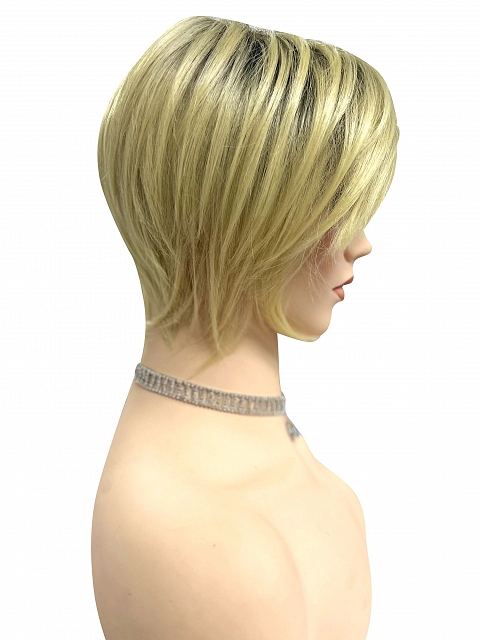 Glamvigor Hybrillia™ Blend Human Hair Chic Blonde Ombre layered short Bob Wig (Basic Cap) GBC016