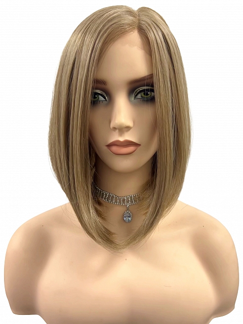 Glamvigor Hybrillia™ Blend Human Hair Ash brown  classic bob style Synthetic Lace Part Wig GLP059