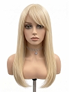 Glamvigor Hybrillia Blend Human Hair long warm blonde straight  with bangsLace Part Wig GLP086
