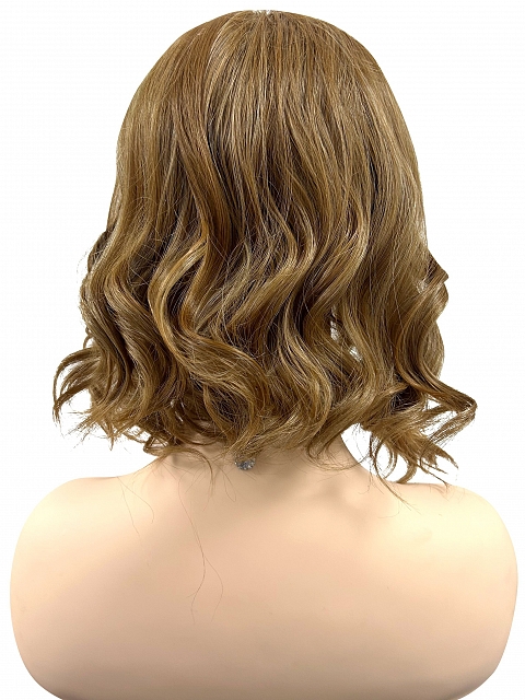 Exquisite Blonde shoulder-length wavy Synthetic Lace Part Wig GLP029