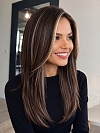 Glamvigor Hybrillia™ Blend Human Hair Beige Blonde and Auburn Blended with Medium Brown Roots  long layered glamorous  Lace SIDE Part  wig glp042