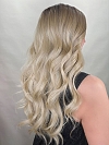 Glamvigor Hybrillia™ Blend Human Hair Exquisite Dark Honey Blonde ombre long layered wavy Lace Part Wig GLP021