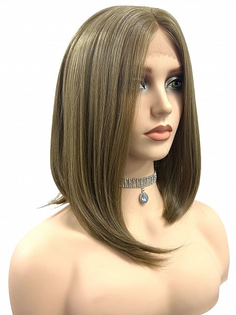 Mesmerizing Light Brown shoulder length bob Synthetic Lace Part Wig GLP022