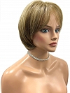 Warm Medium Brown with Golden Blonde Highlights Short Chin Length Bob Synthetic Wig (Basic Cap) GBC003