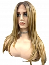 Dazzling Honey Blonde ombre lengthy textured layers fall to mid-back Synthetic Lace Part Wig GLP028