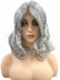 Silver grey layed wavy with side bangs  Synthetic Lace Part Wig GLP049