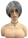 Grey with 40% white Blended short  length with full bangs bob Synthetic Wig (Basic Cap) GBC021