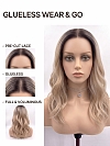Glamvigor Hybrillia Blend Human Hair Warm Blonde with Dark Roots layered PRE-CUT Lace Part Wig GLP084